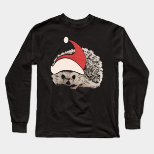 Hedgehog Christmas Santa Elf Vintage Novelty Gift Long Sleeve T-Shirt